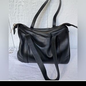 Salvatore Sorrentino Women's Handbag Black Leather Satchel Made in Italy Medium